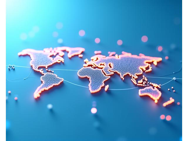 Illustration of a global talent map with connected nodes, representing remote teams collaborating across time zones.